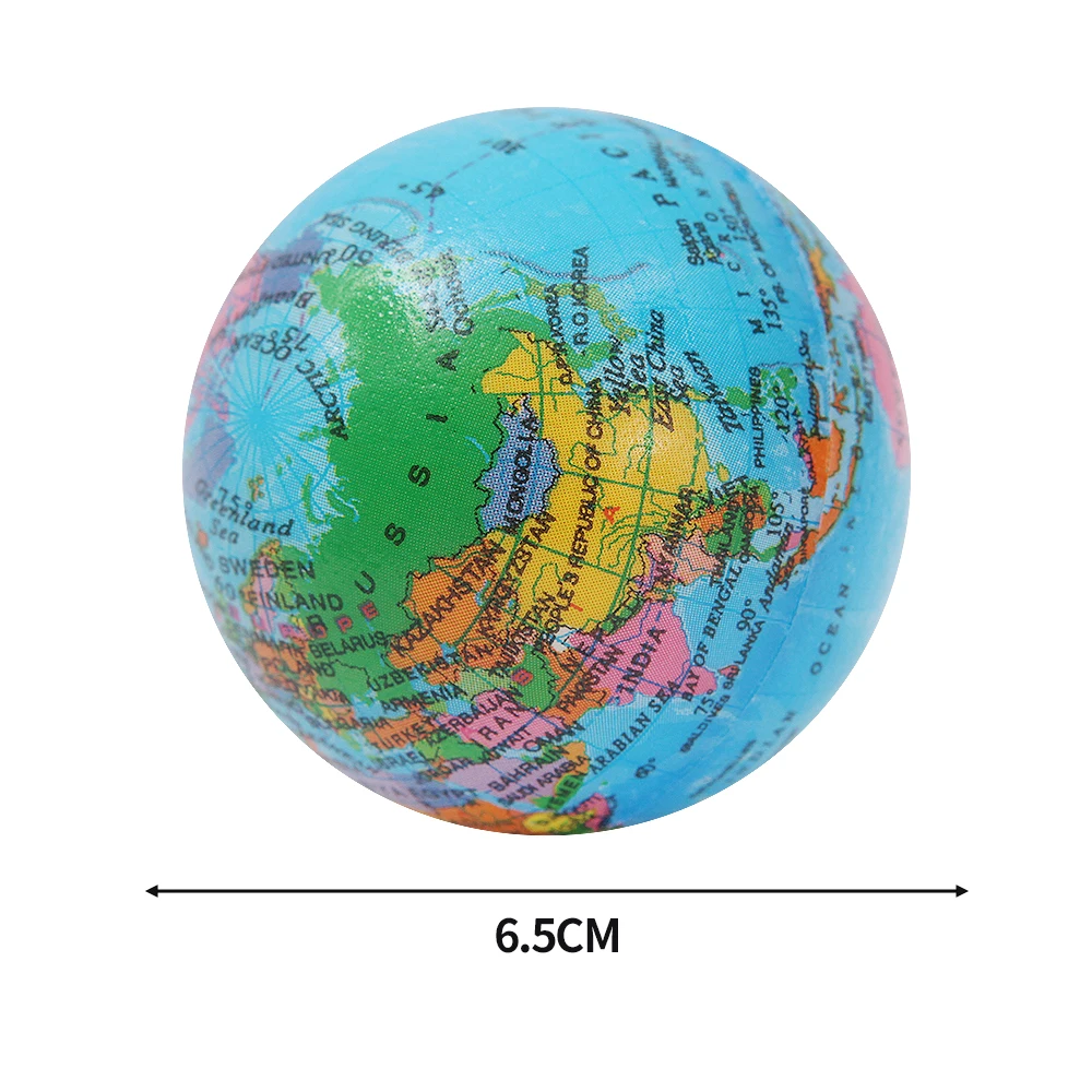 12Pcs 65mm Anti Stress Relief World Map Foam Ball Atlas Earth Globe Palm Ball Planet Toys for Chrildren Educational Supplies