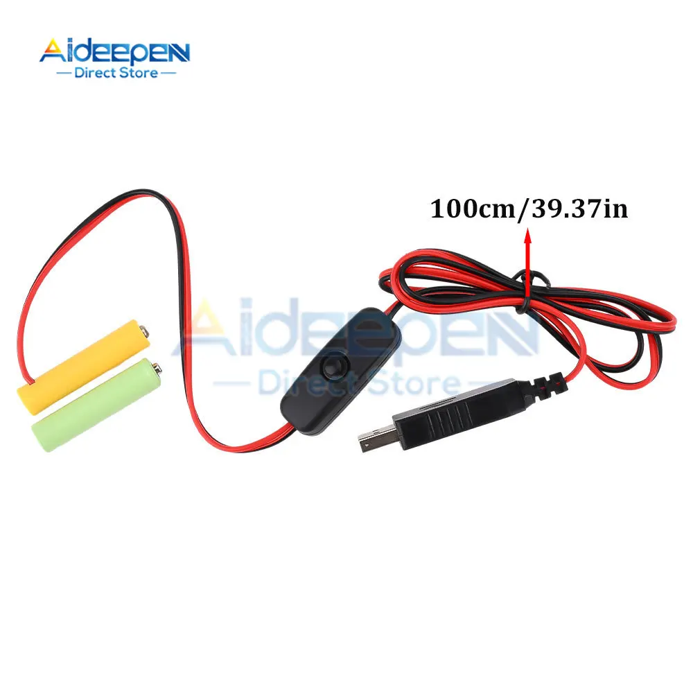 Universal USB 5V to 3V 4.5V 6V Power Supply Replace 2/3/4pcs AA/AAA Battery for Clock Toys Lights LED With Switch