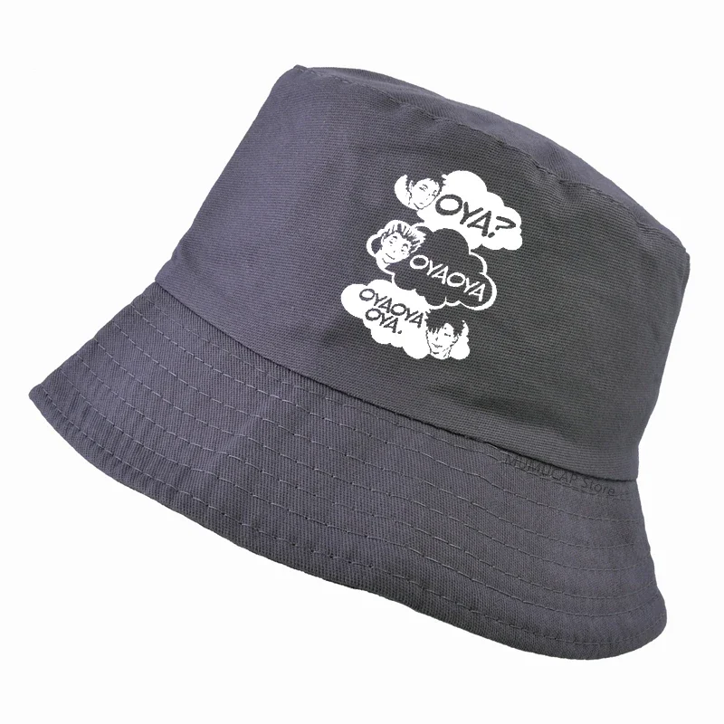 Oya Oya Oya Haikyuu قبعة Kuroo أنيمي Harajuku موضة الهيب هوب صياد القبعات للجنسين الصيف بوب بنما غطاء دلو #2