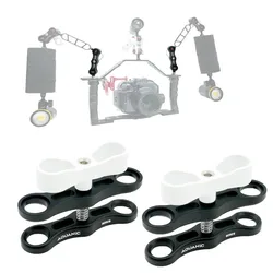 Nitescuba-abrazadera de 2 agujeros extendida para buceo, Clip de mariposa extendido para adaptador de montaje en bola, soporte de bandeja de brazo de luz, carcasa de cámara