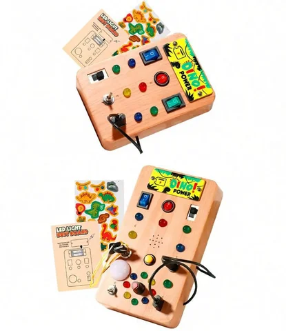Children's Montessori LED Light Busy Board Simulation Switch Power Board Busy Light Button Puzzle Early Education Learning Toy