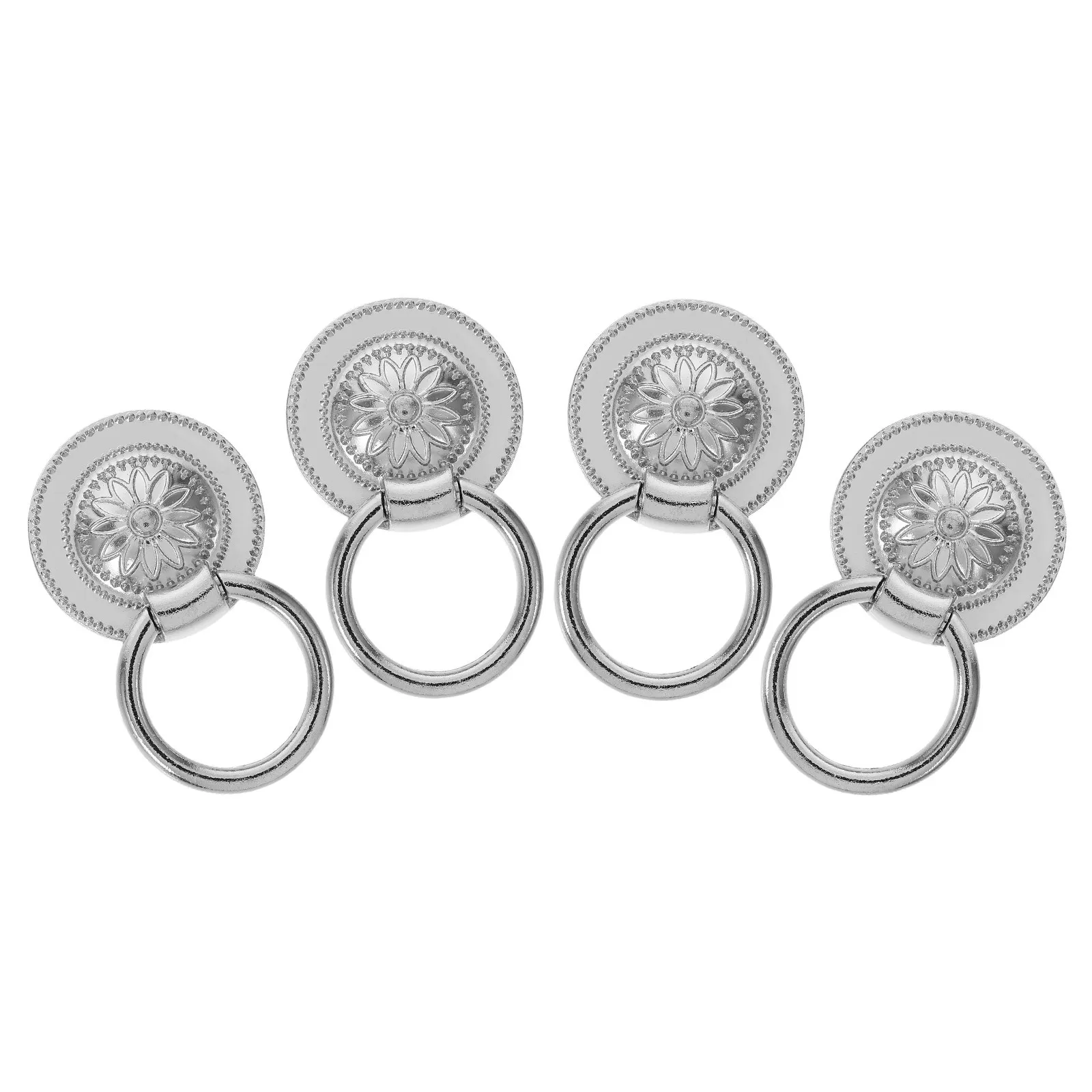 

4Pcs Vintage Drawer Pulls Metal Retro Chrysanthemum Handles Decorative Furniture Hardware for Kitchen Cabinets Dressers
