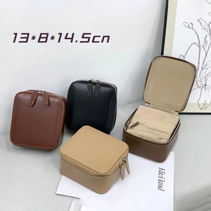 

Leather Jewelry Box Travel Portable Ring Jade Bracelet Packaging Bag Jewelry Storage Box Cowhide Square Bag Stranger Things Bags