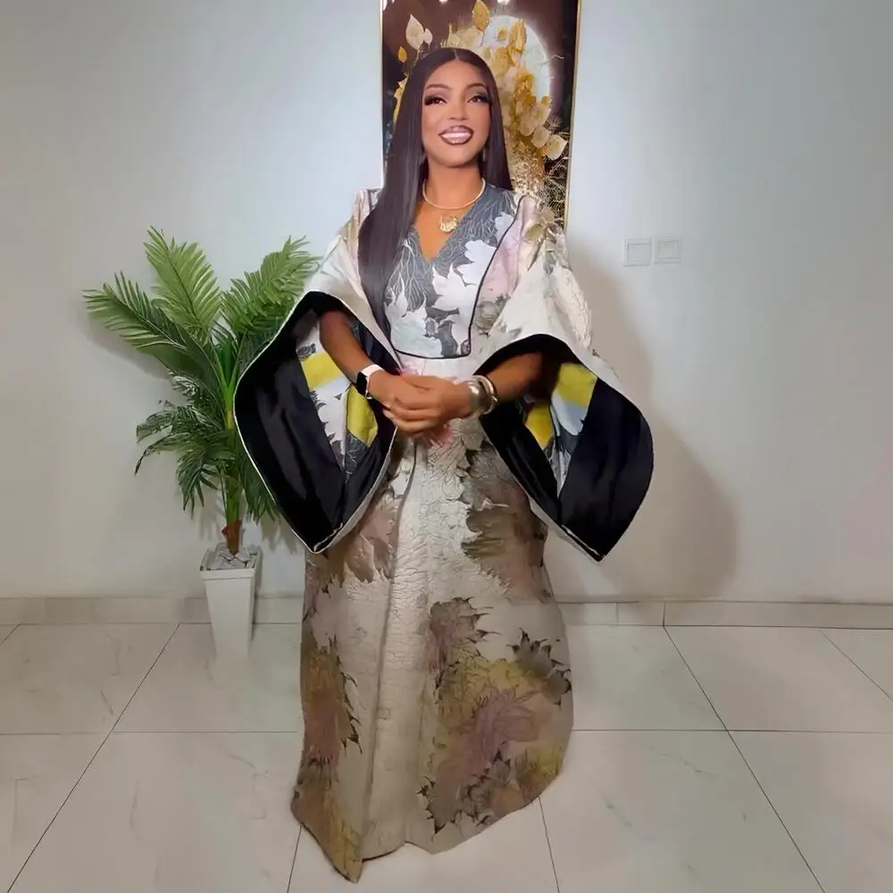 Vestidos Africanos Elegantes para Mujer 2025, Vestidos Turcos de Lujo para Mujer Africana, Vestidos Africanos de Lujo para Mujer con Pañuelo para la Cabeza