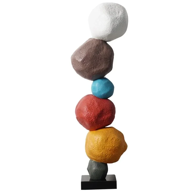 Modern minimalist colored stone sculpture, creative home living room entrance decoration ornament
