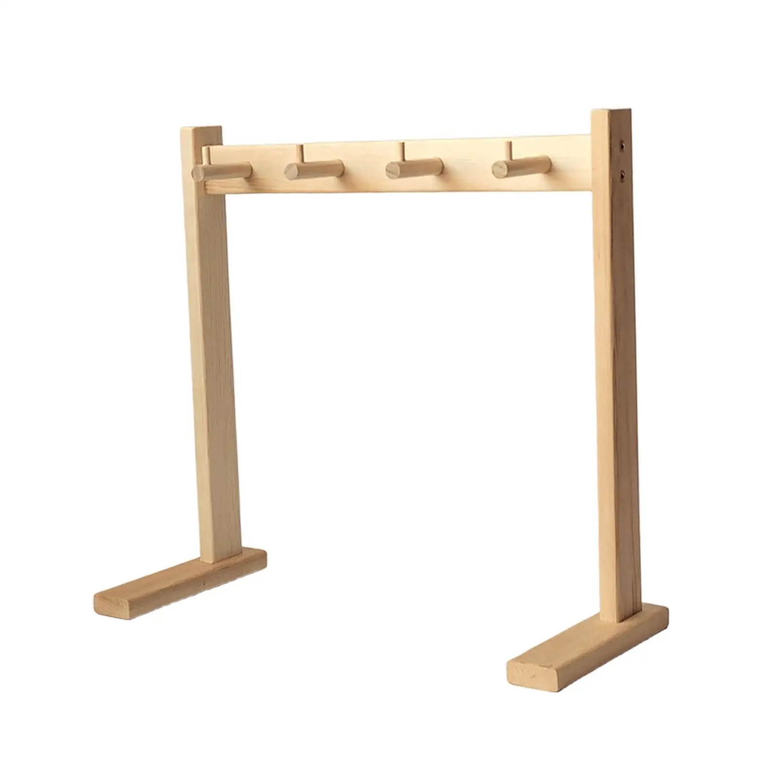 Wind Chime Stand Showcase Wooden Exhibit with Flat Base Multipurpose Pendant Keychain Desktop Holder Ornament Display Stand