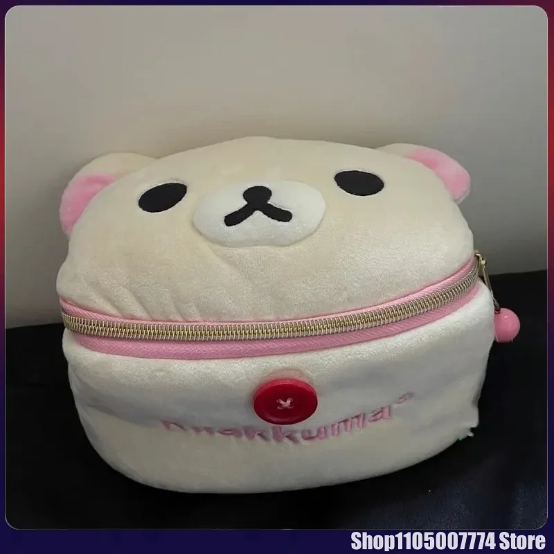 

Kawaii Rilakkuma Bear, эллиптическая стереоскопическая косметичка, портативная сумка для хранения, милая мультяшная легкая сумка для хранения медведей, подарки для девочек