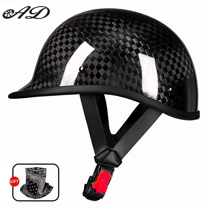ad-factory-carbon-fiber-helmet-men's-motorcycle-half-helmet-summer-women's-ultra-light-fiberglass-retro-cruise-bucket-helmet