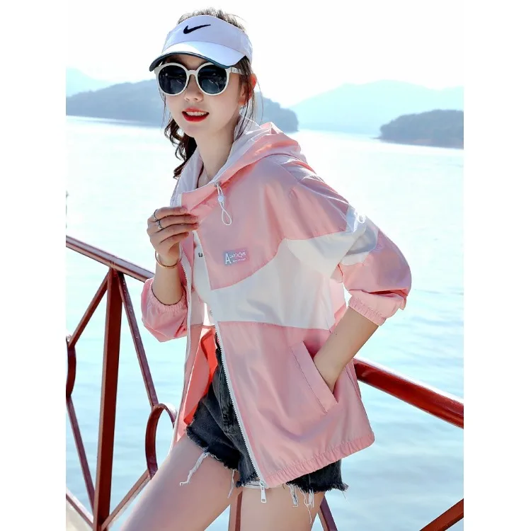 

High-End plus Size Women's Spring Summer New Style UV Protection Hat Jacket Breathable Outerwear Long Sleeve Zipper Closure