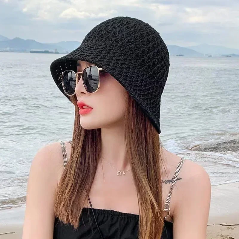 Girls Sun Hat Wide Brim Floppy Summer Hats For Women Beach Panama Straw Dome Weave Bucket Hat Femme Shade Hat Women Hats