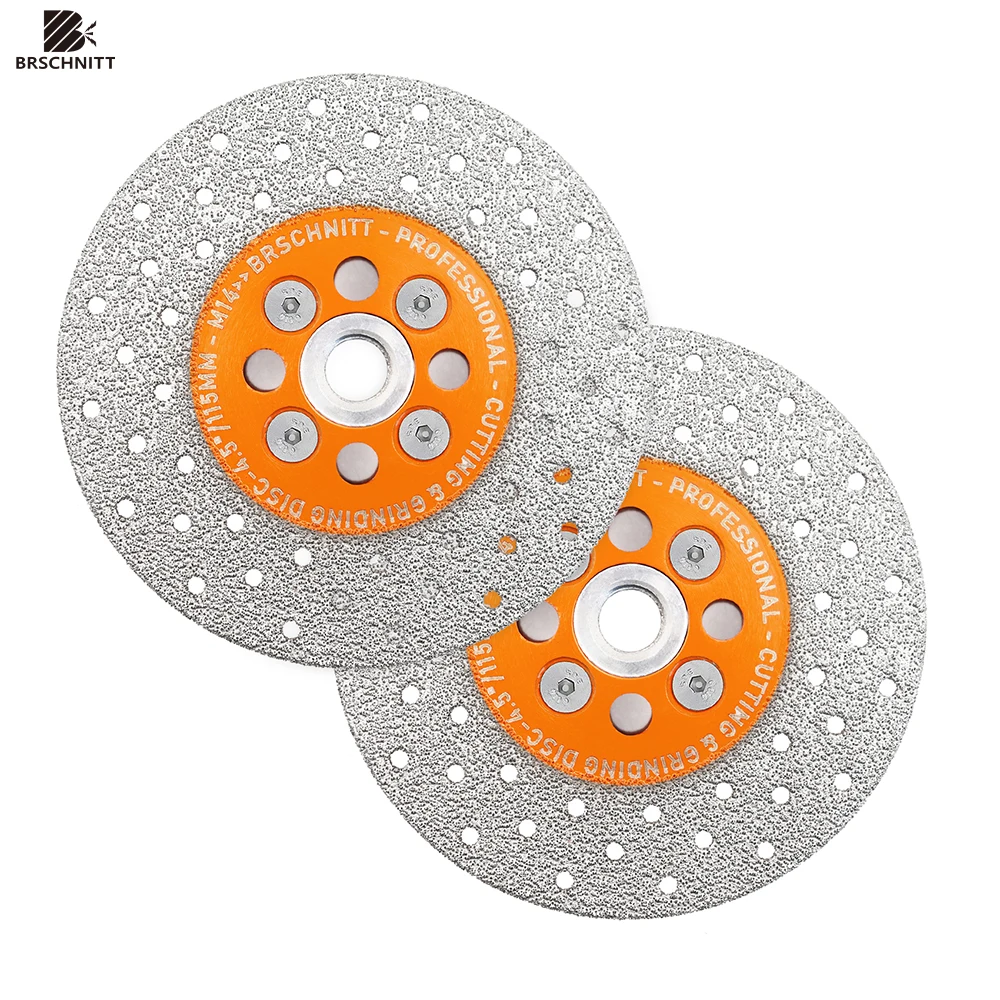 BRSCHNITT 1/2pcs 115mm Diamond Brazing Double-sided Cutting Grinding Saw Blade Cutting Disc for Tile Marble Granite Sanding Disc