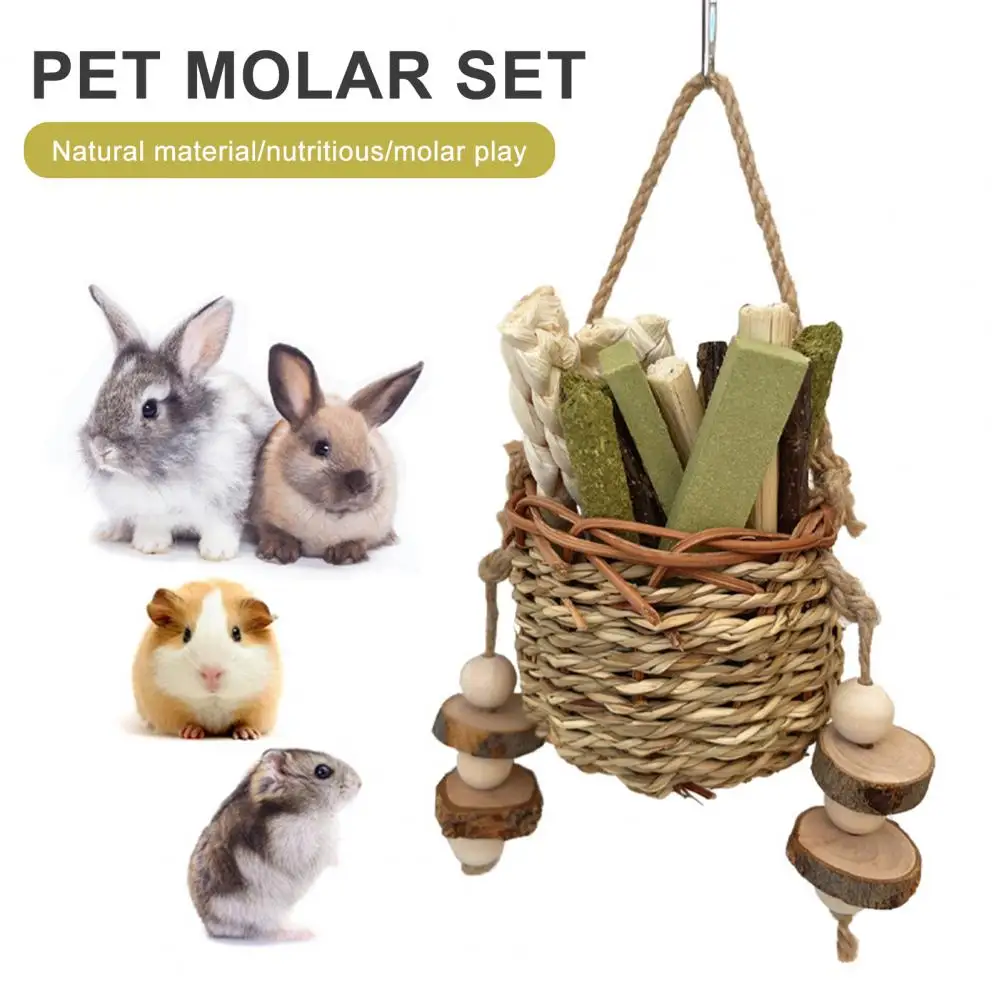 

Pet Toy with Natural Smell Natural Pet Toy Natural Grass Wood Bunny Chew Toys Teeth Grinding Treats for Small Pets Hamsters