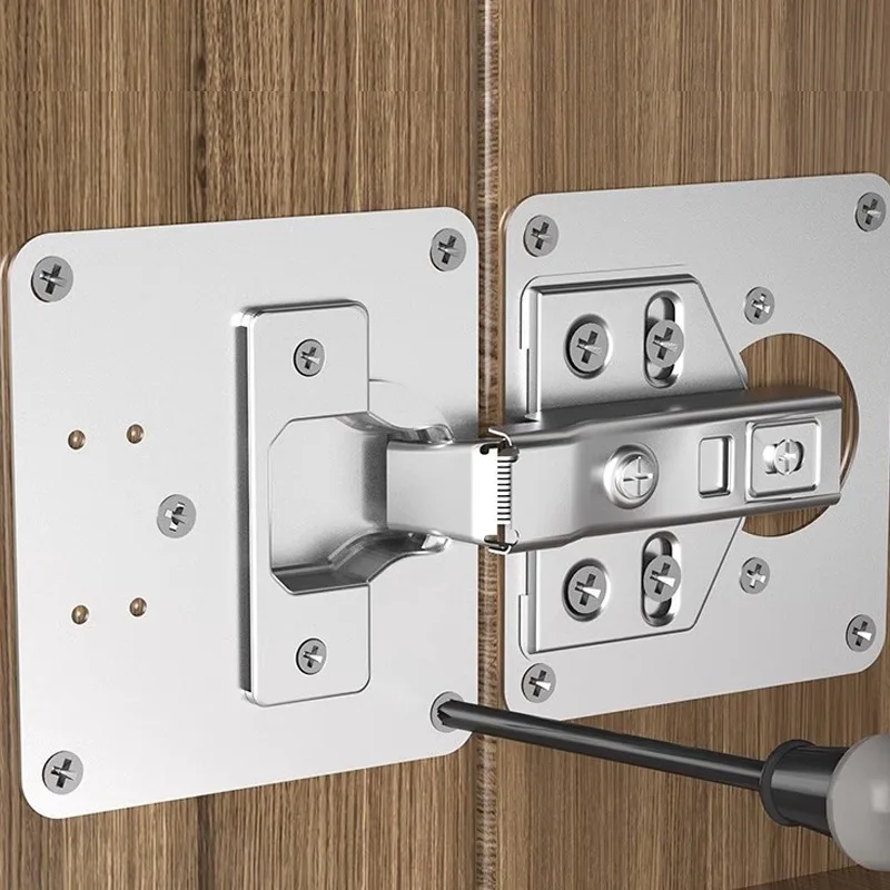 Stainless Steel Cabinet Door Hinge Repair Plate Cabinet Door Hinges Mounting Plate Kit with Screw Furniture Hardware Tools
