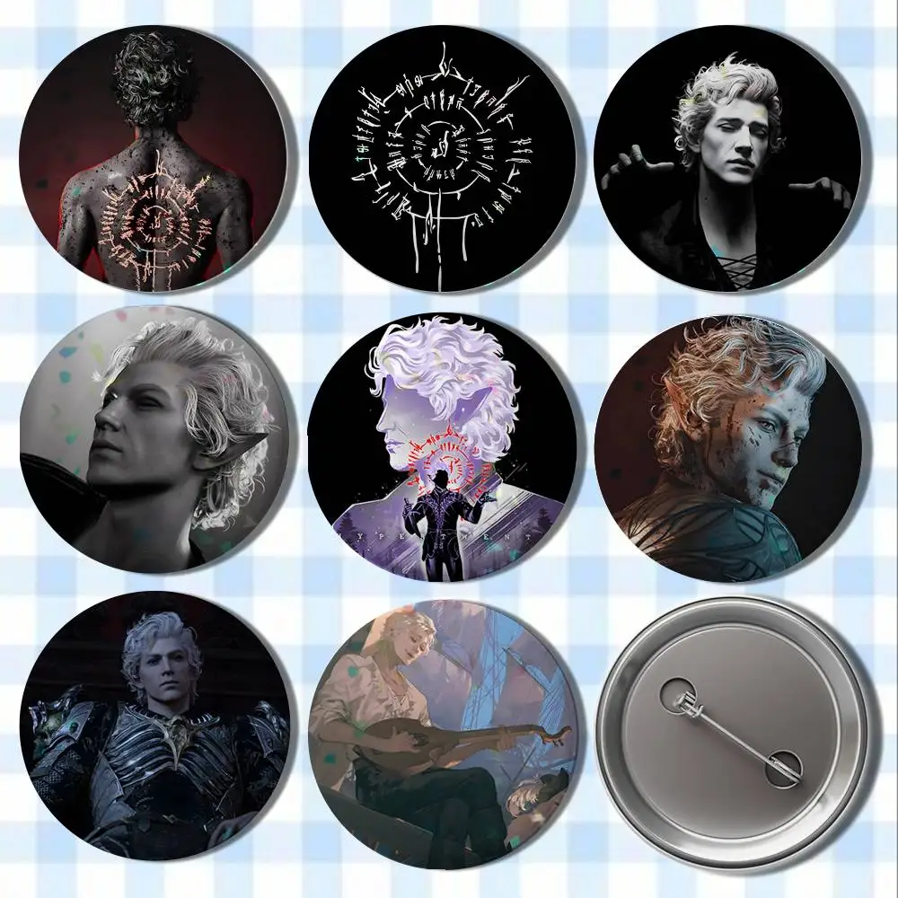B-Baldurs Gate 3 Astarion Badges Button Round Creative Pin Brooch Badge Bag Decor Accessories Fans Collect Friends Gifts