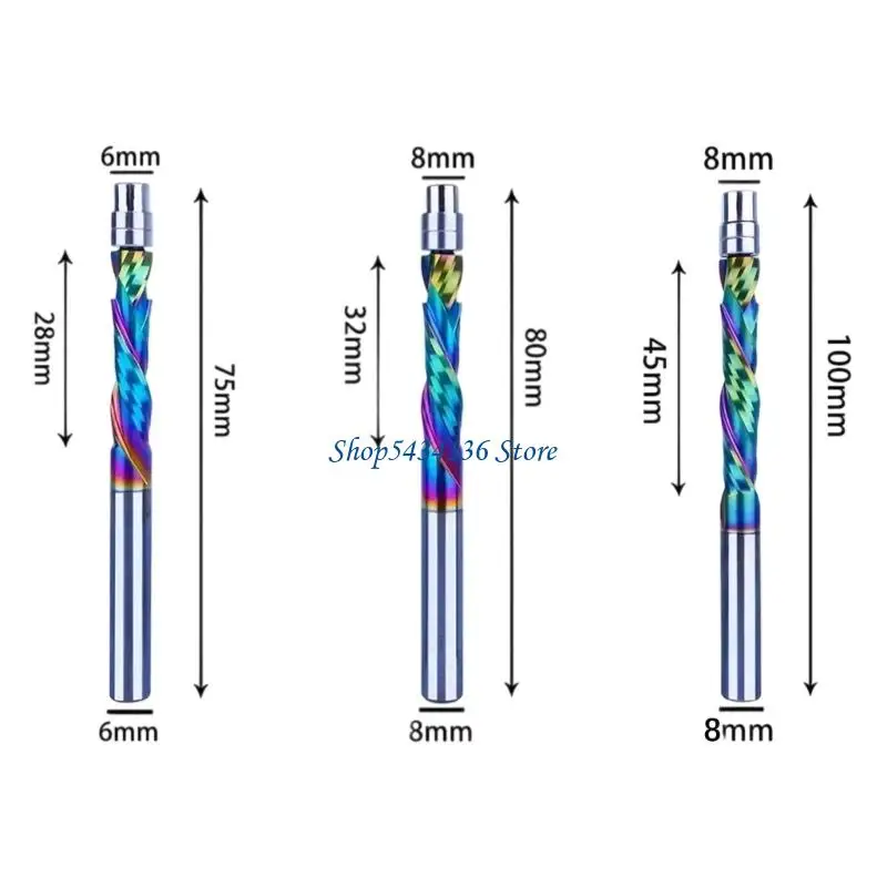 H7ed lager geleide spoelafwerkingsrouter bit 6 mm 8 mm schacht metalen houten freessnijder eindmolen voor