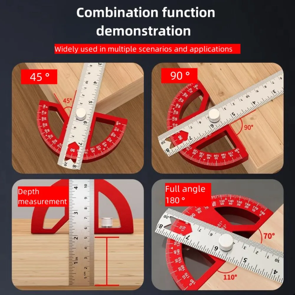 Angle Protractor Square Finder, Adjustable Construction Protractors for Carpenters with 0-180 Degrees Measuring Tool