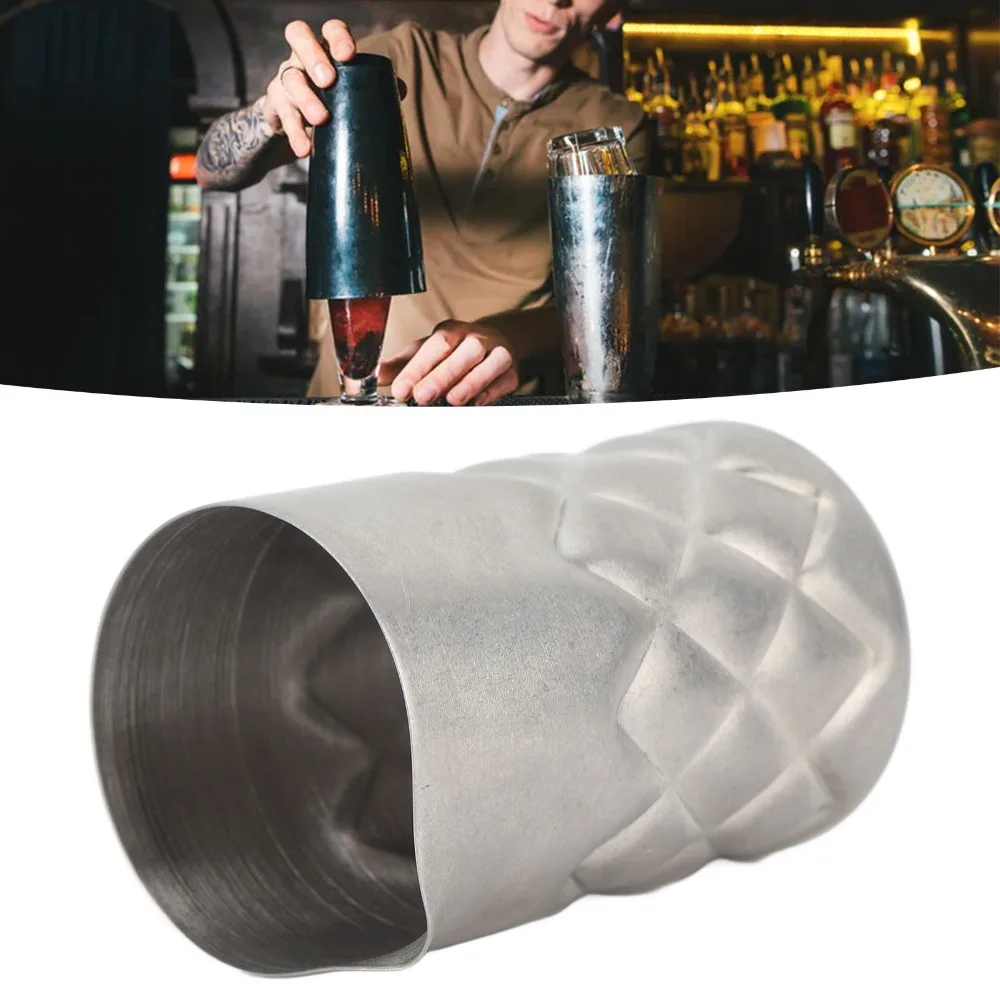 304 Stainless Steel Cocktail Mixing Glass Rustproof Outer Scale Grid Cocktail Shaker Silver Corrosion Resistance