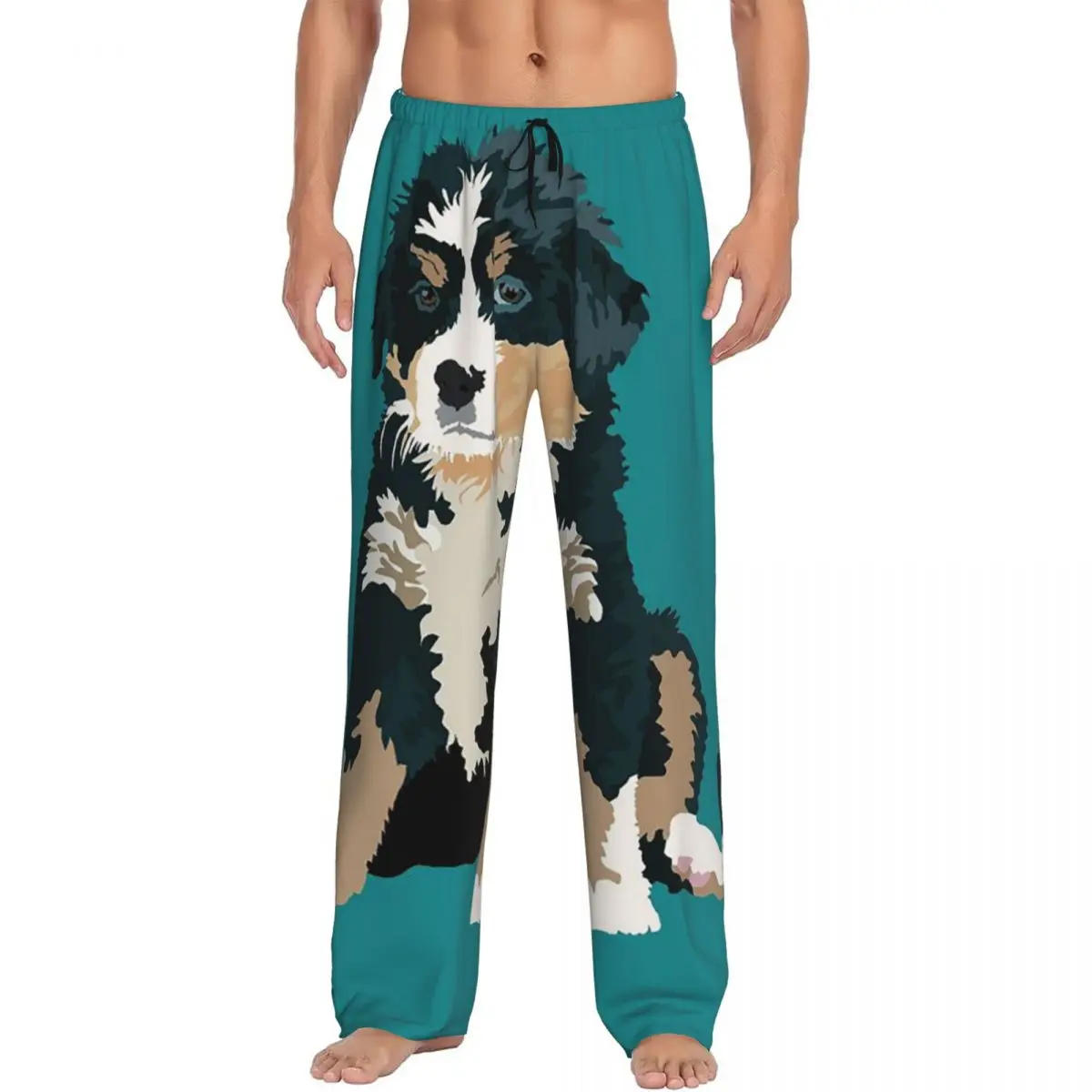 

Custom Bernese Mountain Dog Pajama Pants Men Sleepwear Sleep Lounge Bottoms with Pockets