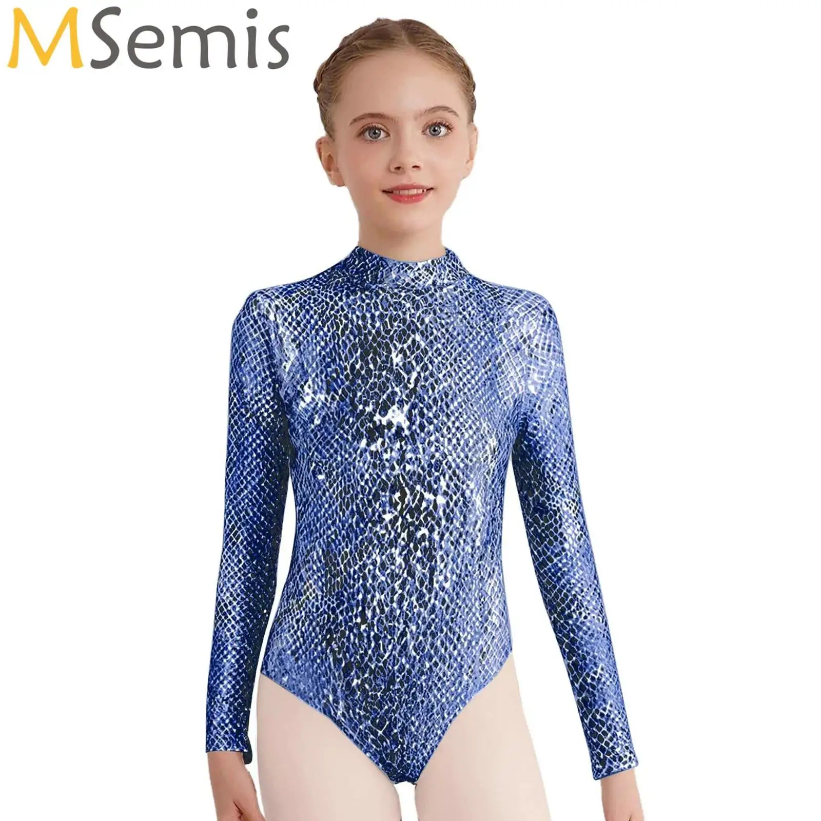 

Kids Girls Ballet Jersey Dance Leotard Gymnastics Performance Costume Sleeveless Sparkly Snakeskin Figure Skating Yoga Bodysuit