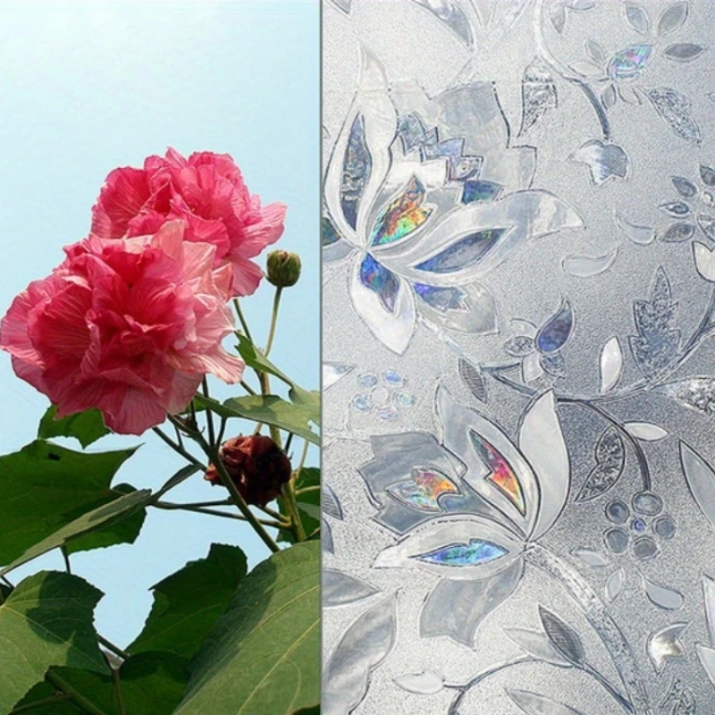 Frosted Privacy Window Film Static Cling UV Protection Removable No See Through for Living Room Home Bathroom