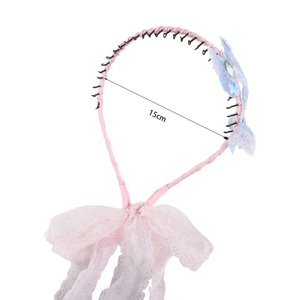 Korean Style Children Streamer Headbands Sweet Butterfly HeadWear Teethed Braided Hair Hoop Floral Ribbon Hair Band Daily