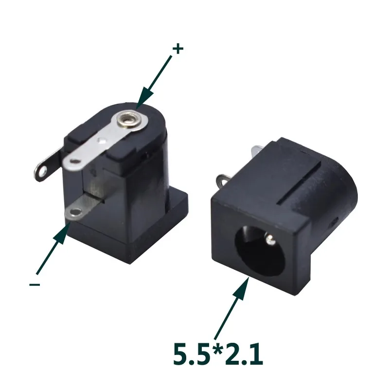 

100PCS/Lot 5.5*2.1mm DC-005 DC Power Jack Socket Connector DC005 2.1 socket Round the needle Hot Sales Female Plug