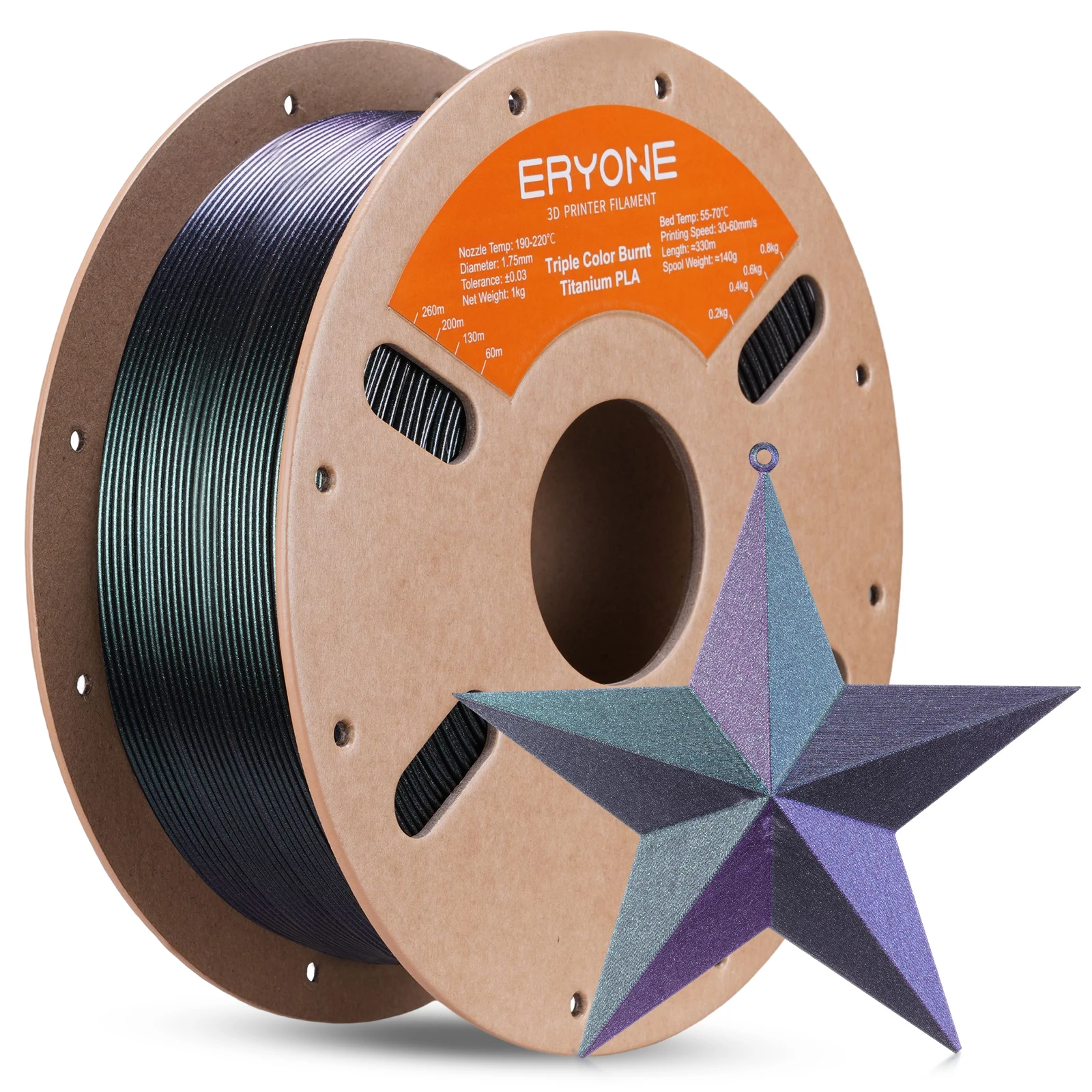 ERYONE Tri-Color Burnt Titanium PLA (7 colors).