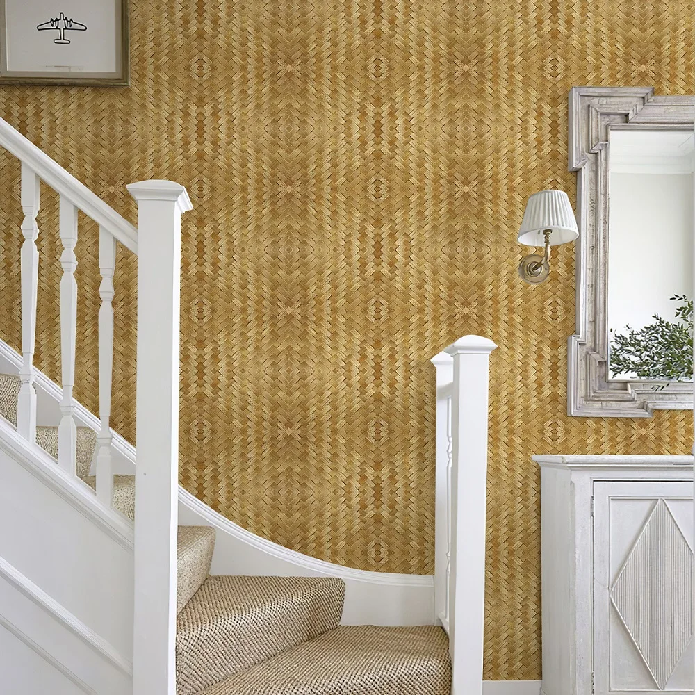 الروطان نسج الملمس ذاتية اللصق خلفيات مقاومة للماء لخزانة ديكور المنزل البلاستيكية القابلة للإزالة قشر وعصا الجدار ملصق