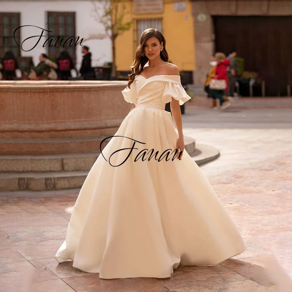 Vestido de novia con escote Corazón y hombros descubiertos, traje de novia sencillo con Espalda descubierta, ropa de boda