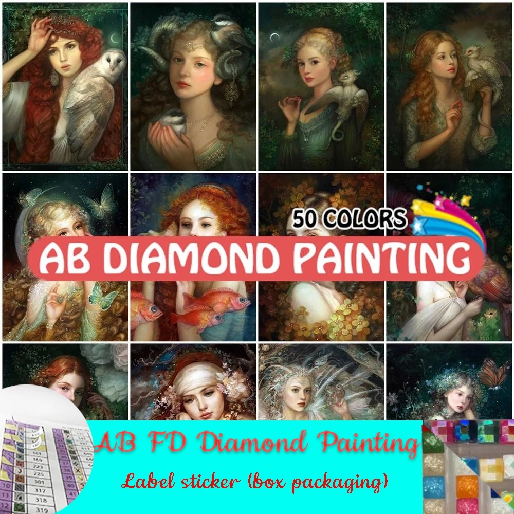 AB FD Diamond Painting New Girl Drill Mosaic Cross Embroidery Portrait Arts And Needlework Home Kits Crafts Hobby for Adult