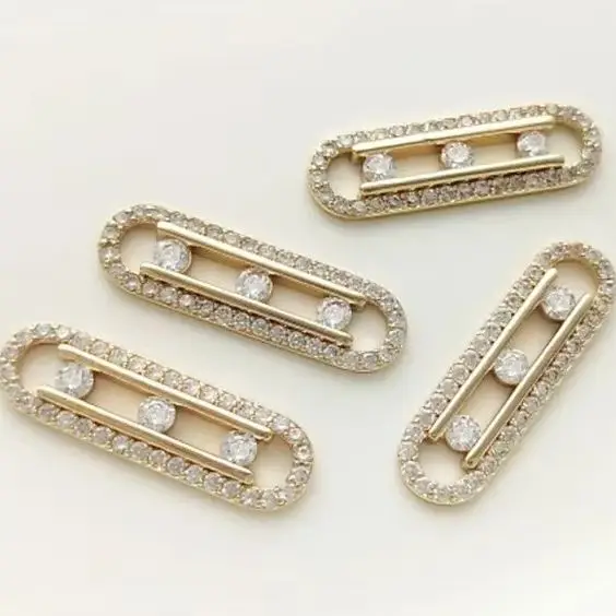 

14K Gold-plated Micro-inlaid Zircon Diamond Paper Clip Pin-shaped Pendant Handmade Bracelet Necklace Charms Accessories K497