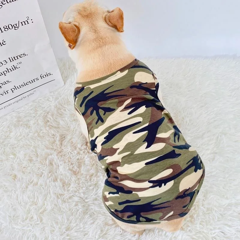 Spring Summer Puppy Thin Comfortable Camoflage Vest Teddy Bulldog Pug Corgi Small Breed Dogs Clothes Pets Camo Outwear T-shirt