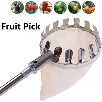 Recolector de frutas de Metal para huerto, jardinería, manzana, melocotón, herramientas para recoger árboles altos, bolsa de colección para recoger frutas, suministros de jardín de granja