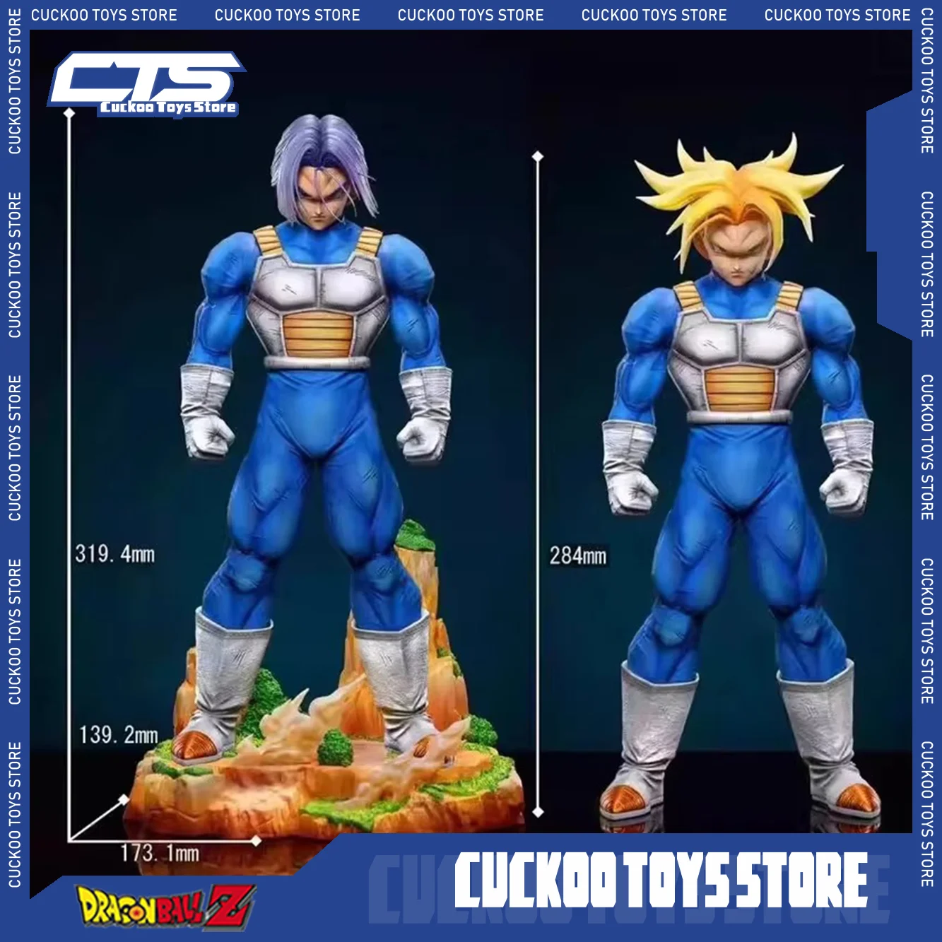 Dragon Ball Z Anime Figure Gk Trunks Figures Combats Trunks 2 Heads Statue 32cm Model Collection Decoration Toys Christmas Gifts