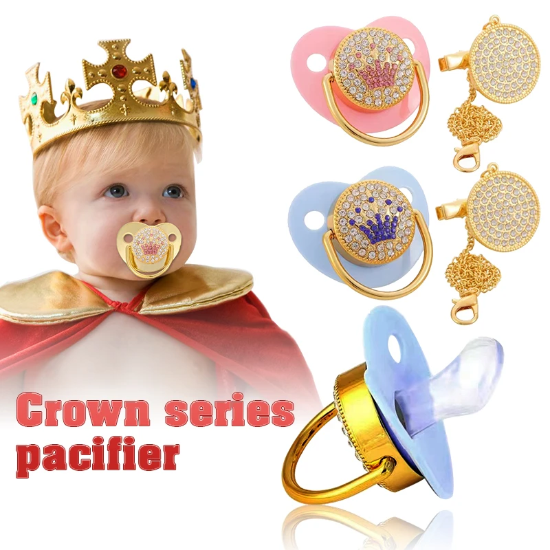 Five pointed star baby pacifier BPA free fashionable rhinestone baby silicone nipple with nipple clip