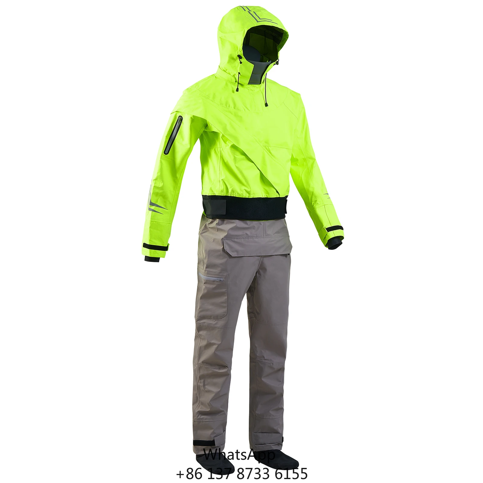 Dry Suits 3 Layer Waterproof With Latex Neoprene Neck Cuffs Breathable Racing Kayaking Drysuit For Men