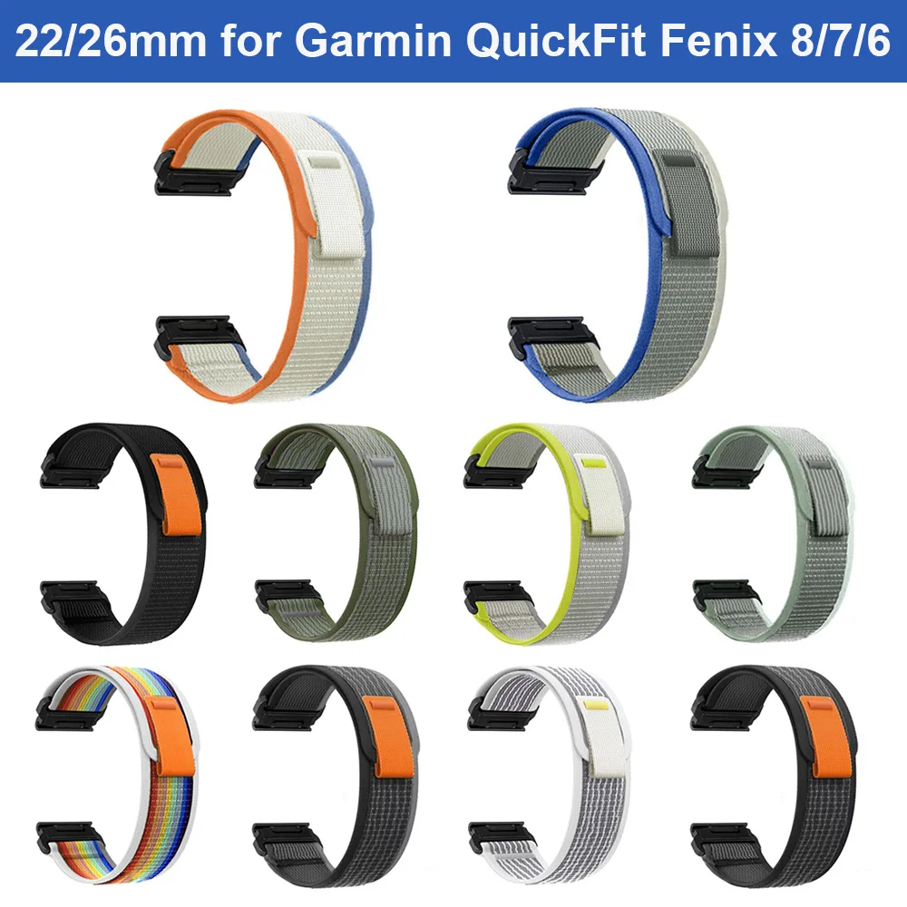 

Loop Strap for Garmin Quickfit Replacement fit Fenix 8 7X 7 6 5 Trail Nylon Velcro Watch Band