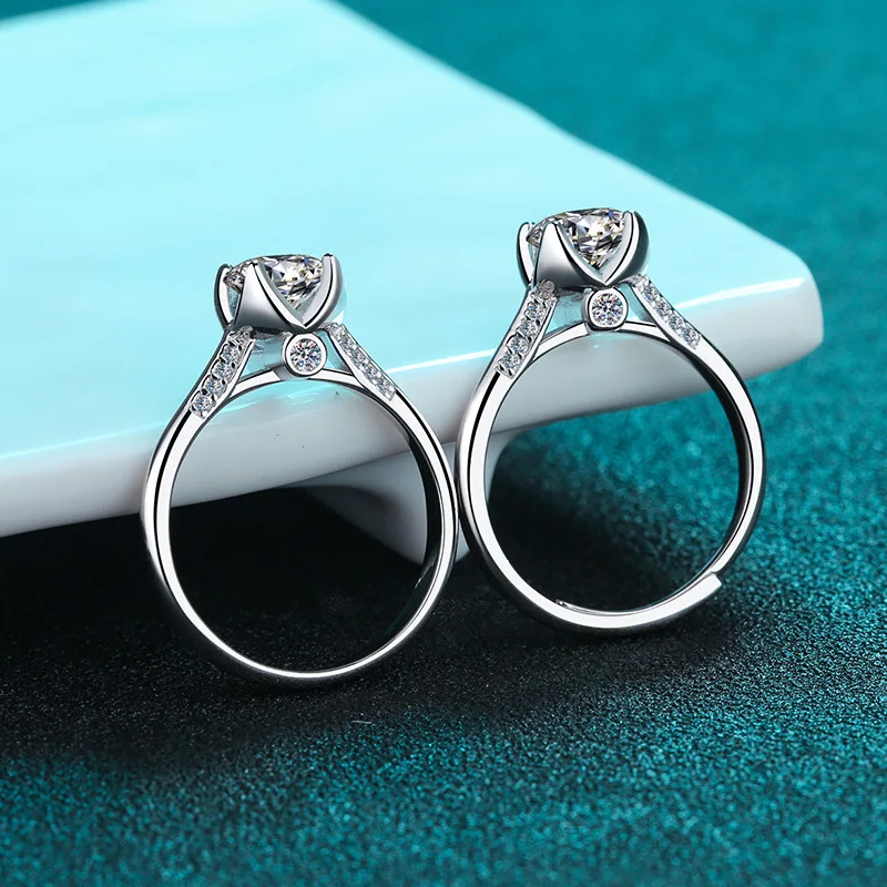 Exquisite Platinum PT950 Women's Flower Bud 1-carat Moissanite Ring Classic Four-prong Wedding Diamond Ring Fine Jewelry Gifts