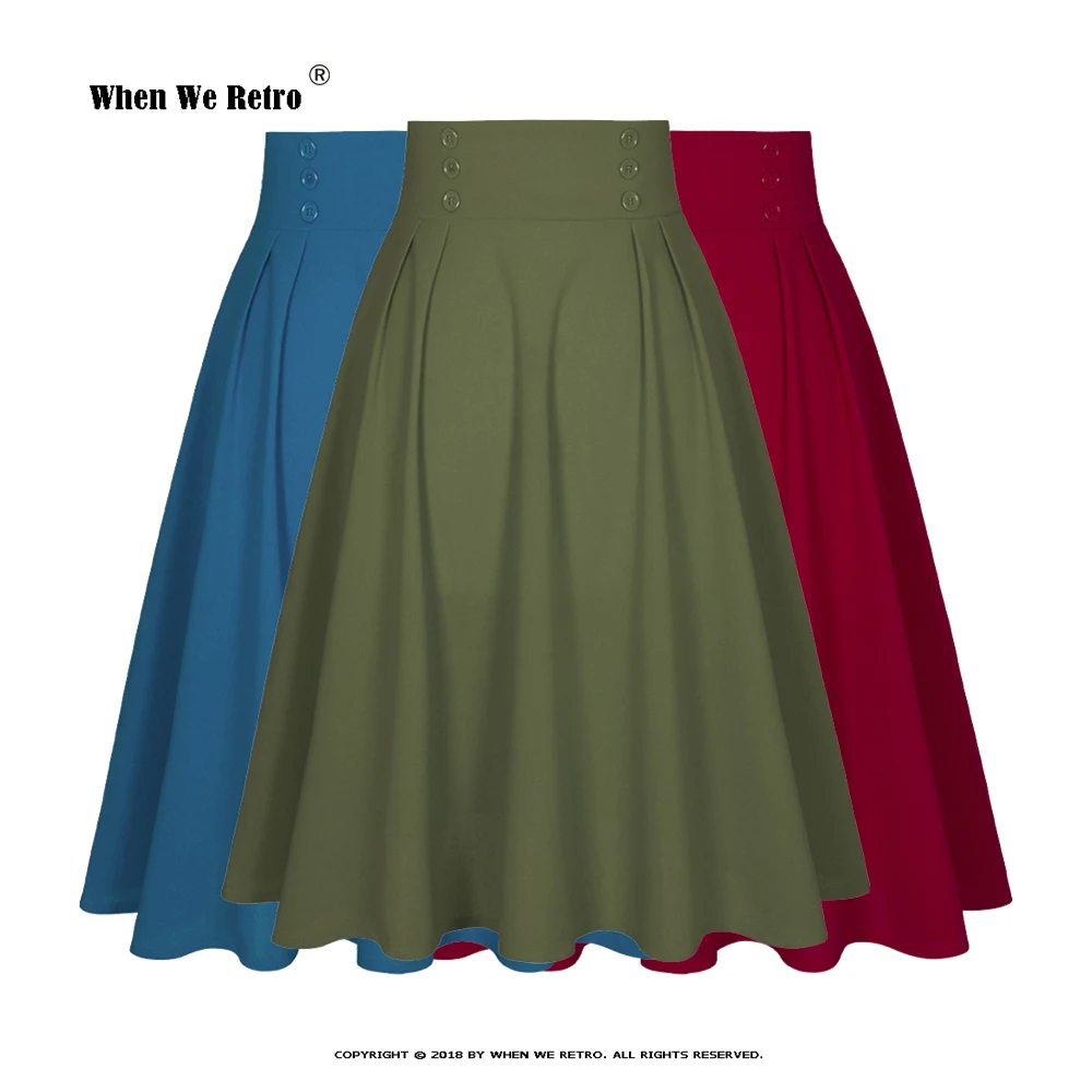 

Army Green Pleated Skirts for Women Fashion 2023 High Waist Stretchy Vintage 50s 60s Pinup Midi Skirts Y2K Summer Jupe SS0037