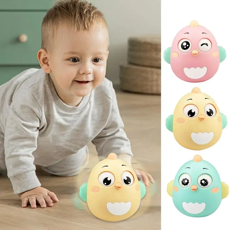 

Rattle With Teether Cartoon Chew Teether Toddler Rattle Toy Hand-Eye Coordination Exercise Toy Auto-Balancing For Young Children