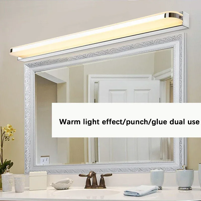 Mirror Front LED Wall Lamps Without Punching Bathroom Waterproof Flat Makeup Light Modern Simple Indoor Wall Lamp Mirror Cabinet