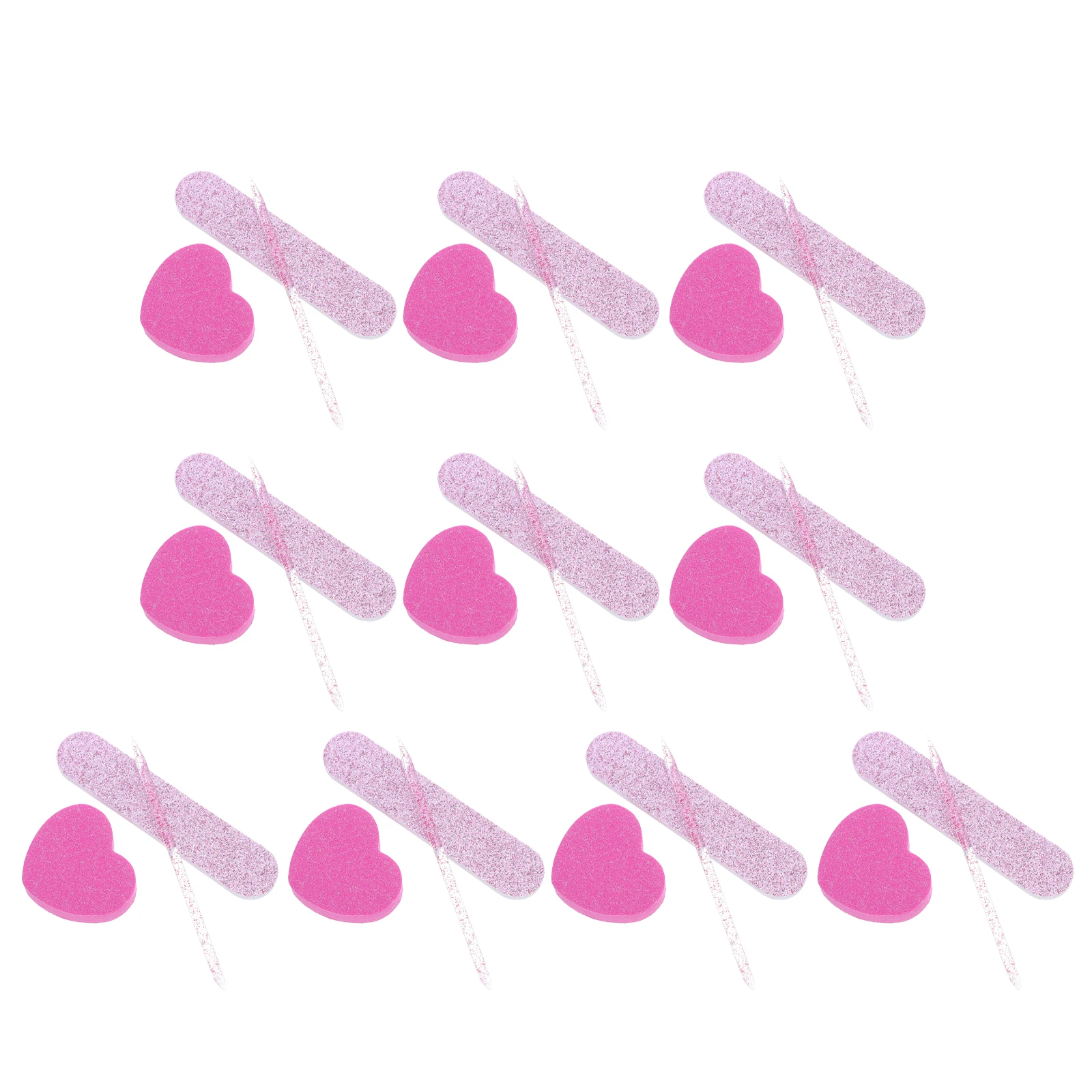 

10 set Nail Heart Shaped Sponge Files Manicure Tools Portable Nail Buffer Block Fingernail Polishing Set