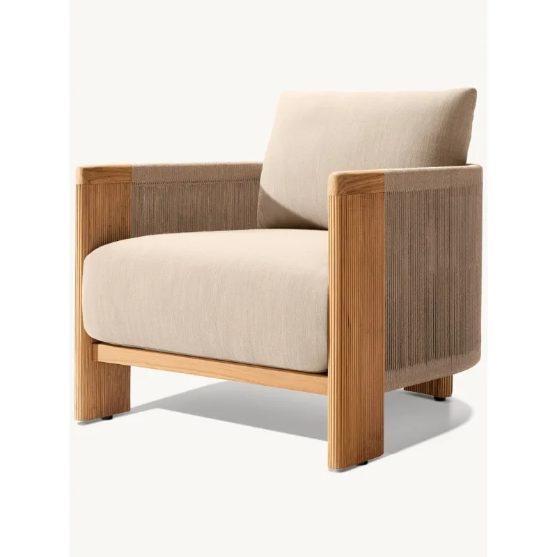 

Outdoor rattan sofa, outdoor courtyard villa balcony rope coffee table, garden leisure solid wood