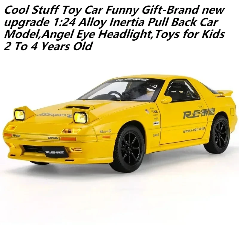 

Игрушечный автомобиль Cool Stuff, забавный подарок-Kawaii 1:24, модель автомобиля из сплава инерции, фара с ангельским глазом, игрушки для детей от 2 до 4 лет