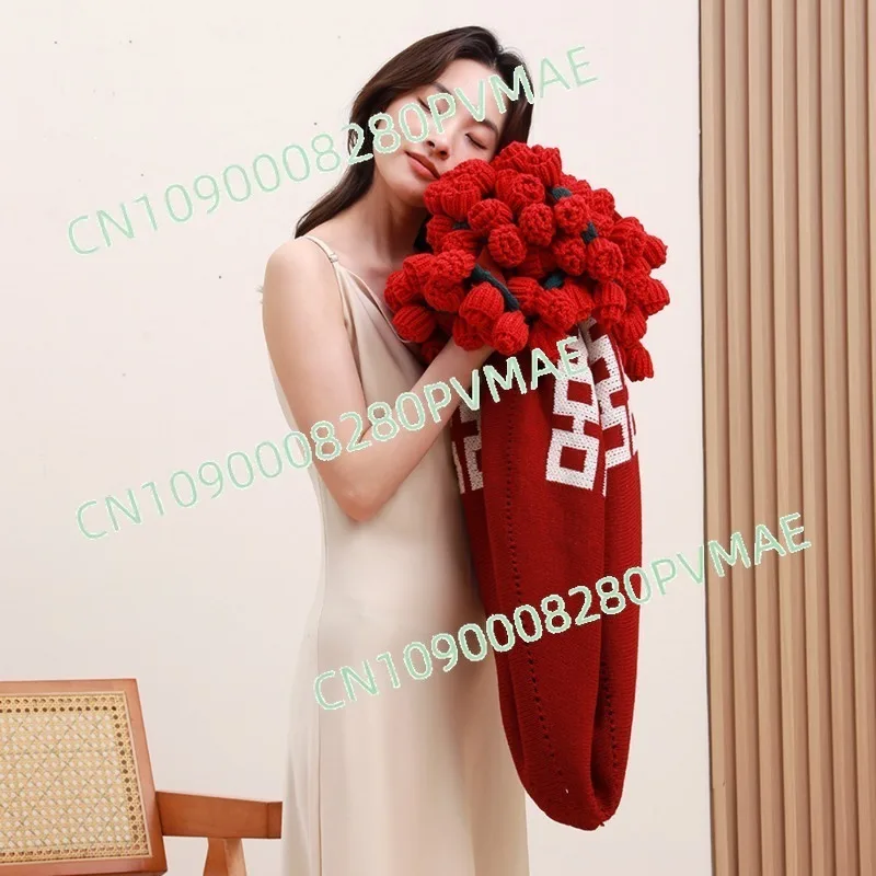 Bouquet blanket finished products for girlfriends hand-woven girls Valentine's Day Qixi Festival wedding souvenir rose blanket