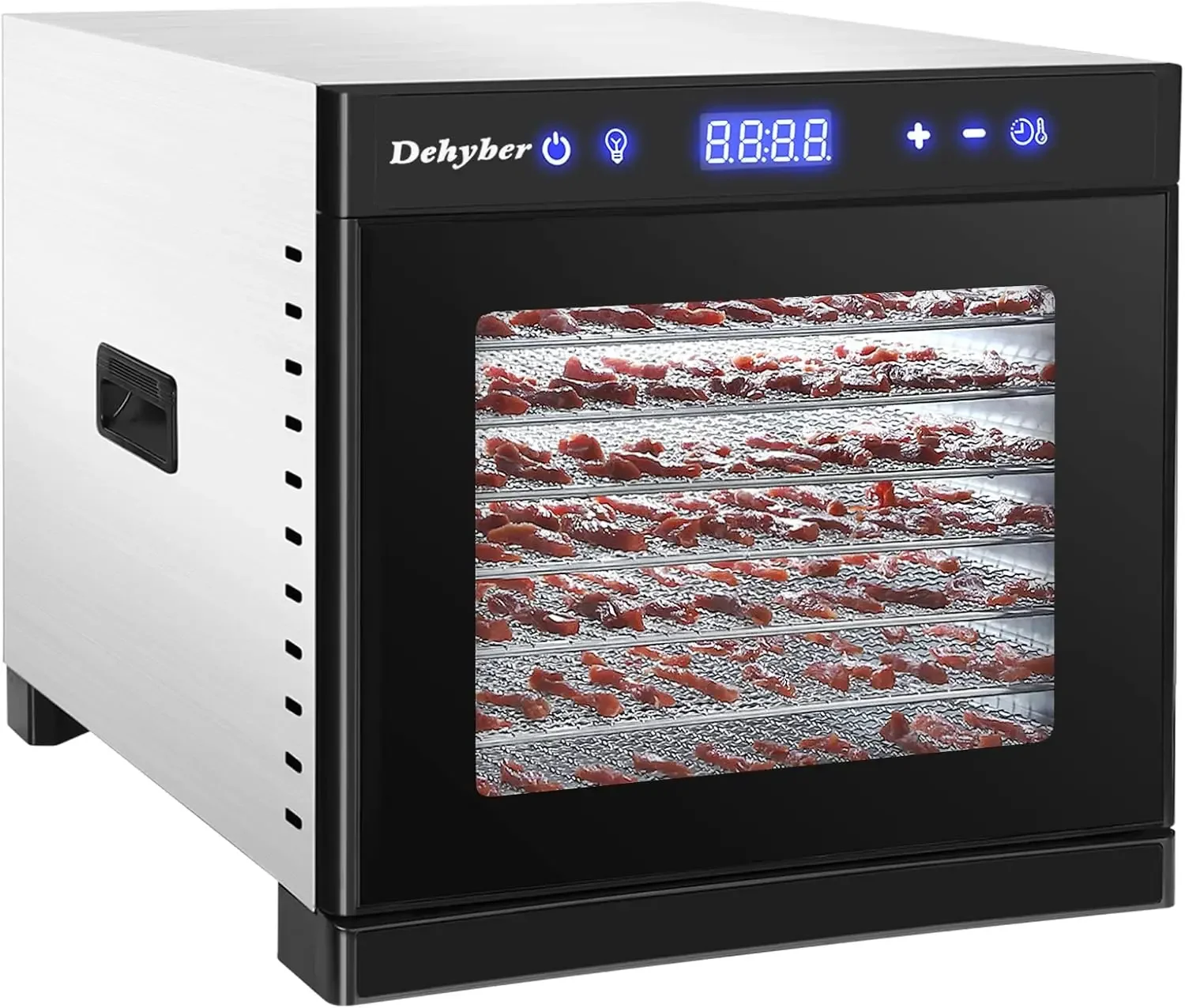 Upgraded 8 Layer Food Dehydrator for Jerky(67 Recipes), Large Drying Space with 8.2ft²,LED Touch, 24H Timer,167°F Temper