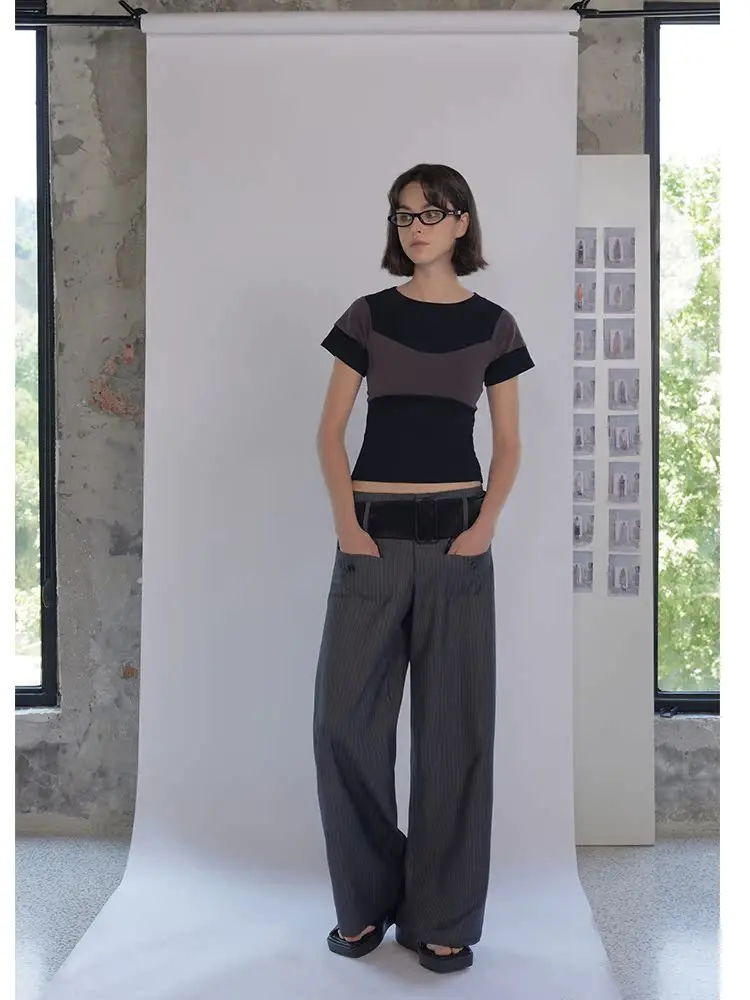 

Женская футболка Damas23ss, приталенная, свободного кроя, летняя, универсальная, базовая, однотонная, из смесового полиэстера и хлопка