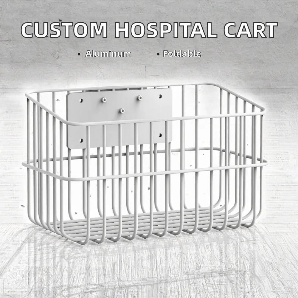 Customizable Medical Trolley Wire Baskets for Durable Mounted Storage Baskets for Hospitals and Clinics