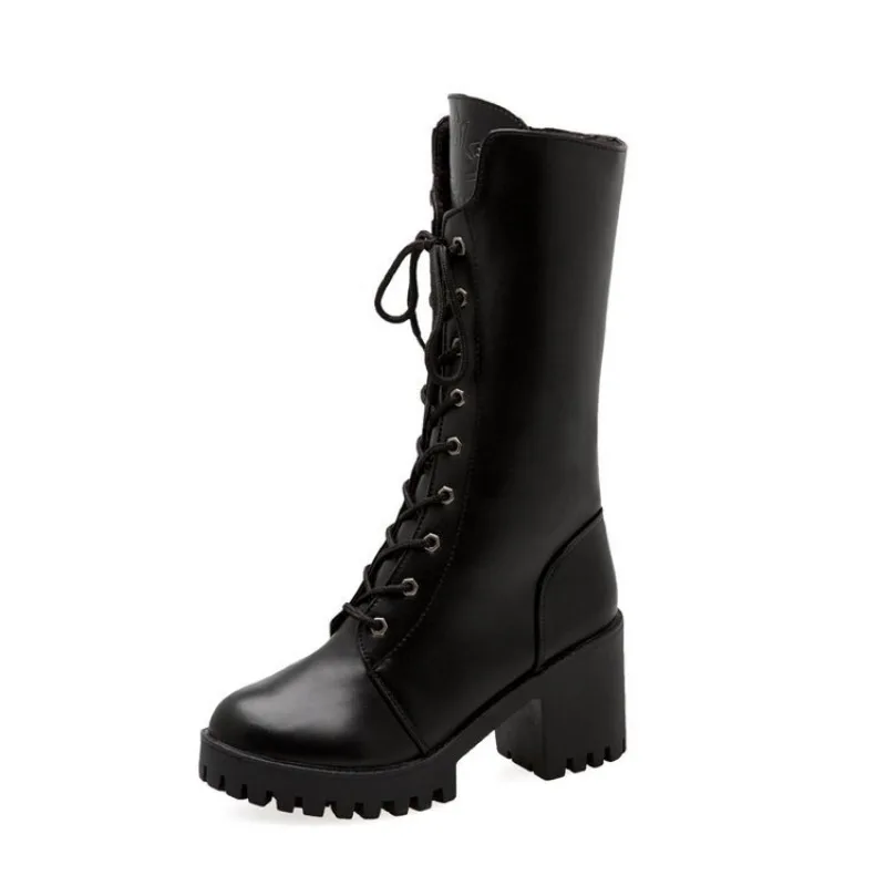 Buty damskie High Top 2024 Chunky Platform Pu Over-the-Knee High Boots Women Retro Punk Increasing Long Shoes Woman