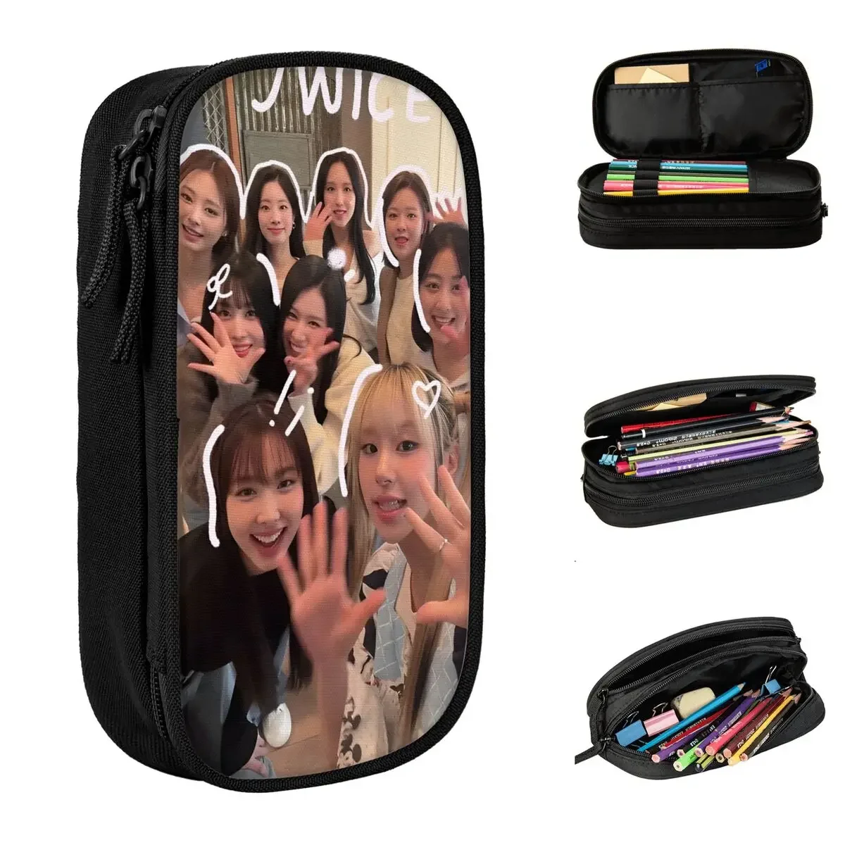 

Fun Kpop-T-Twices Pencil Cases Pencilcases Pen for Student Large Storage Bag Students School Zipper Stationery